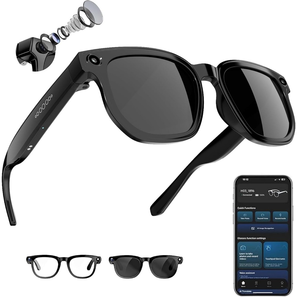 Smart Glasses Lens - نظارات ذكية مع كاميرا بدقة 8