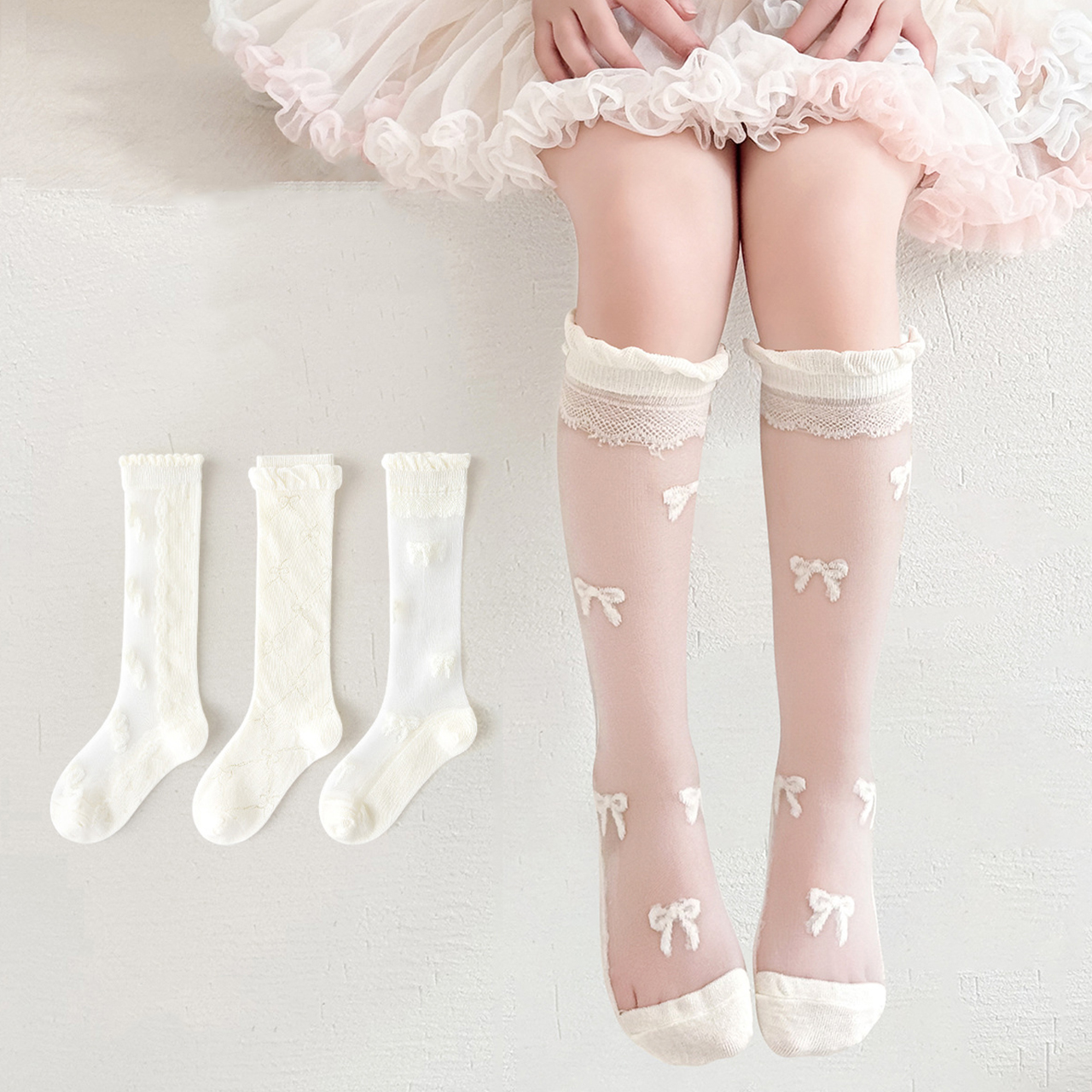 Baby Sock Oximeter - 3 أزواج مقوس دانتيل طفلة الجوارب