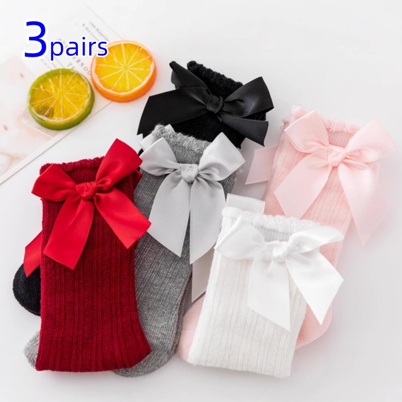 Baby Sock Oximeter - 3 زوج/مجموعة طفل الفتيات الجوارب القوس