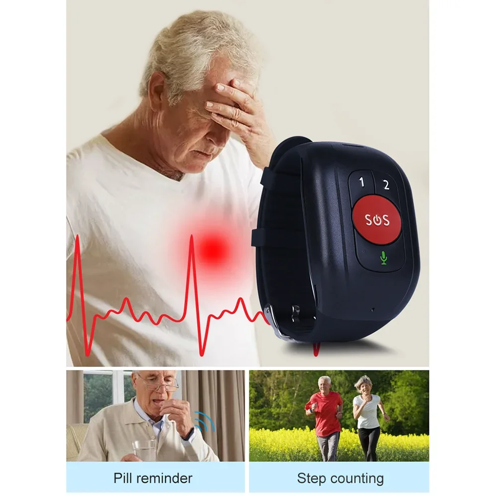 المسنين 4G LTE SOS ساعة GPS تت - مراجعة Fall Detection Watch وسعره