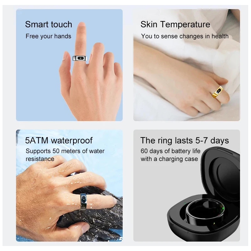 حلقة ذكية مع علبة شحن لقياس در - مراجعة Temperature Ring Skin وسعره