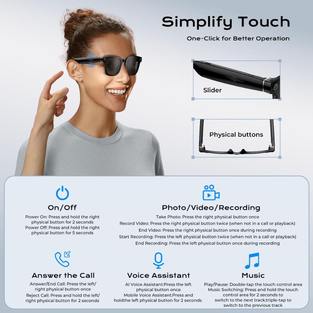 نظارات ذكية بكاميرا عالية الدق - مراجعة Smart Glasses Lens وسعره
