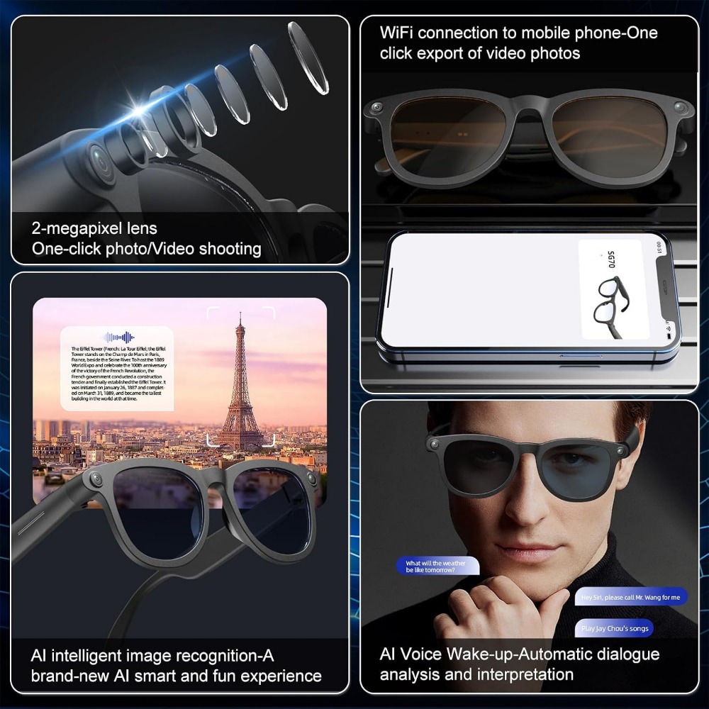 نظارات ذكية مع كاميرا عالية ال - مراجعة Smart Glasses Lens وسعره