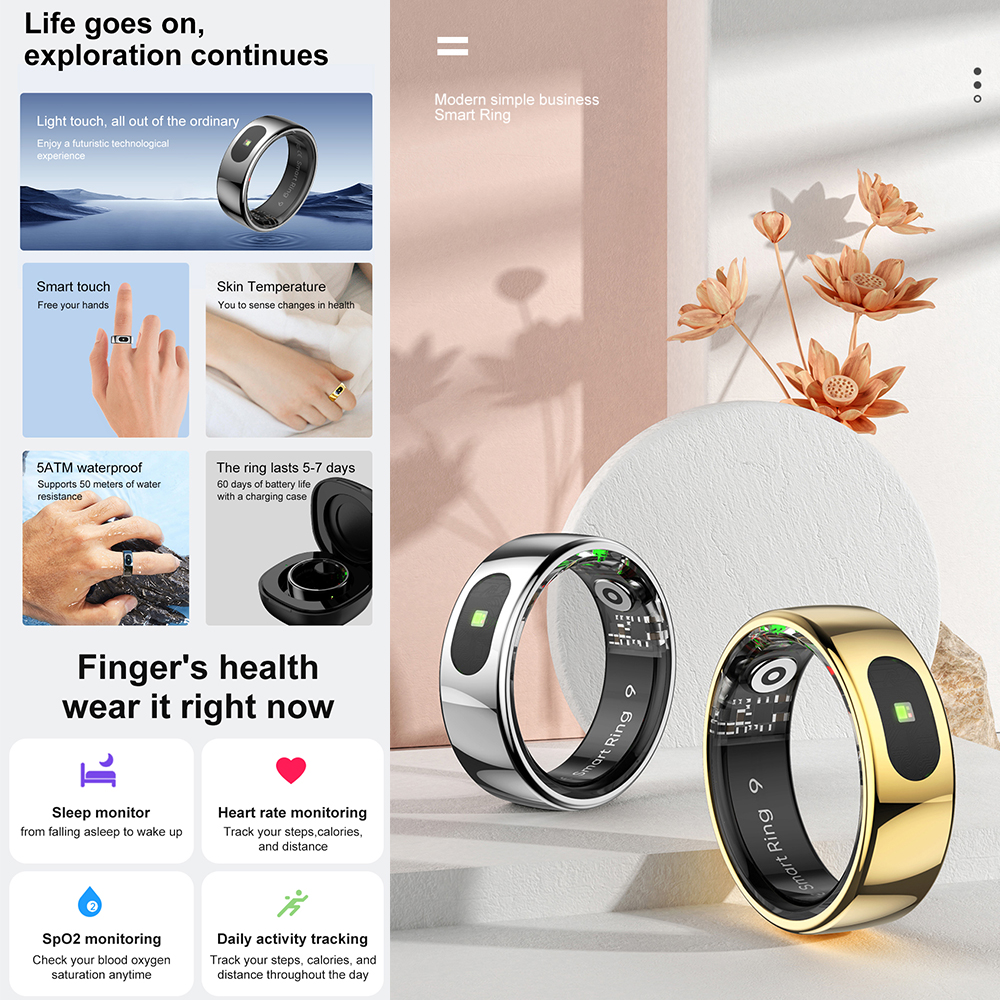 خاتم ذكي R08 لتتبع اللياقة الب - مراجعة Temperature Ring Skin وسعره