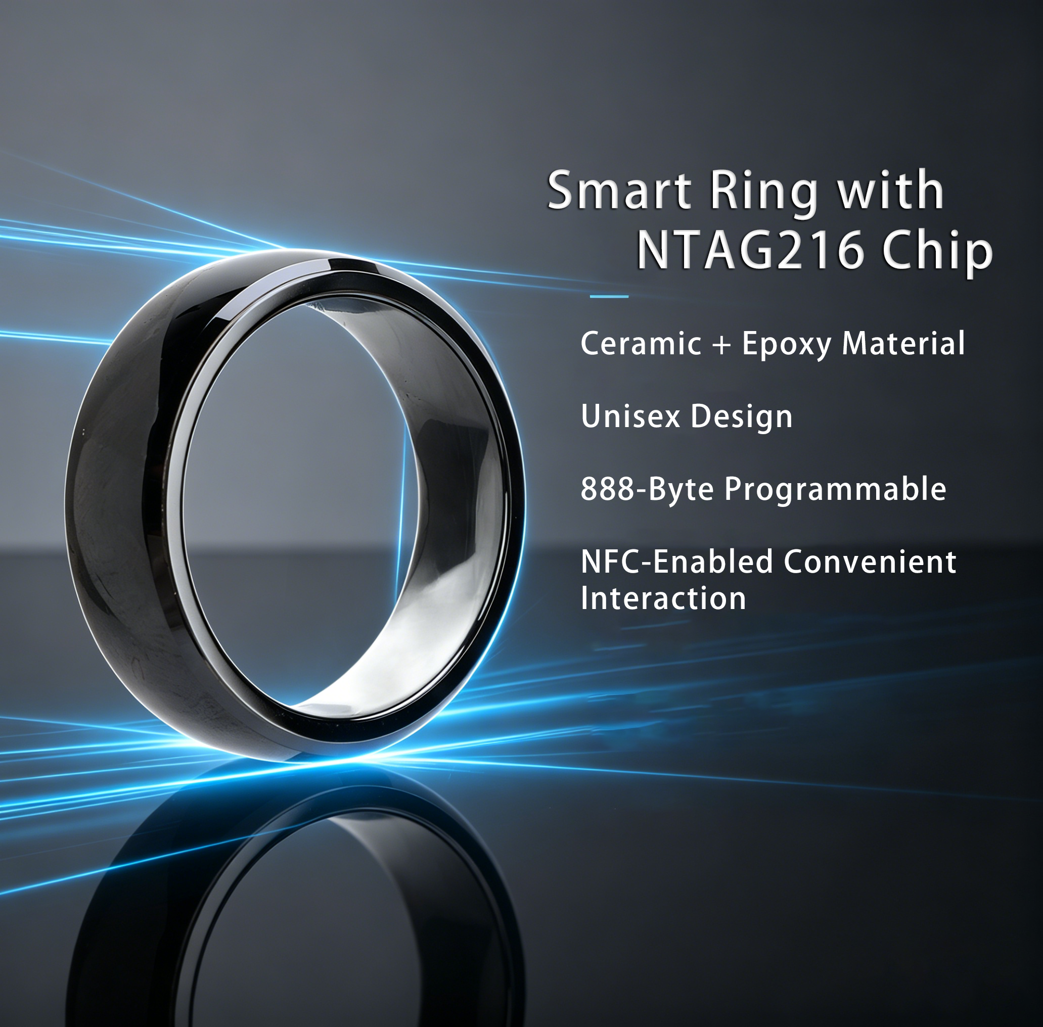 خاتم ذكي من السيراميك بالكامل  - مراجعة Smart Ring Nfc Pay وسعره