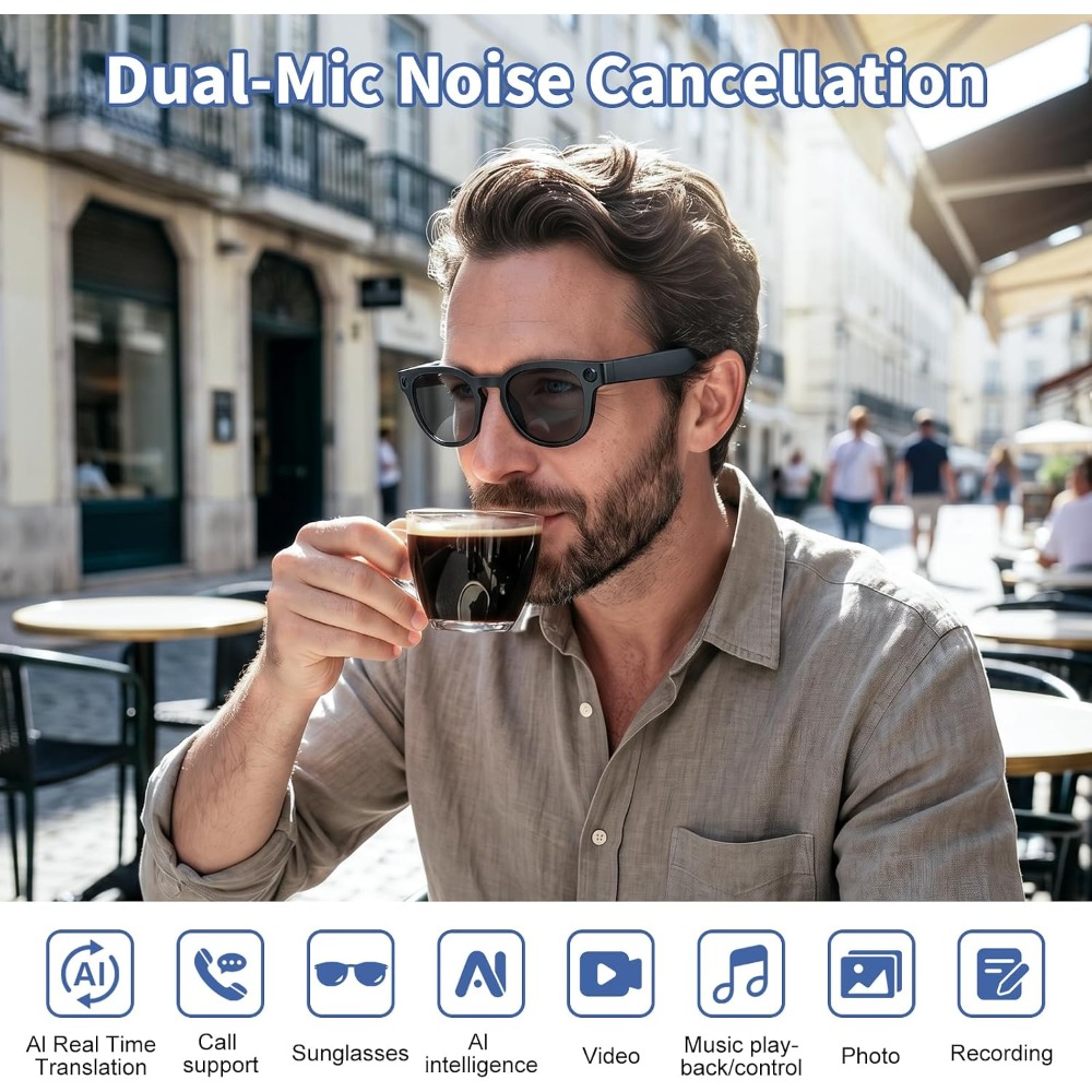 نظارات ذكية مع كاميرا بدقة 8 م - مراجعة Smart Glasses Lens وسعره