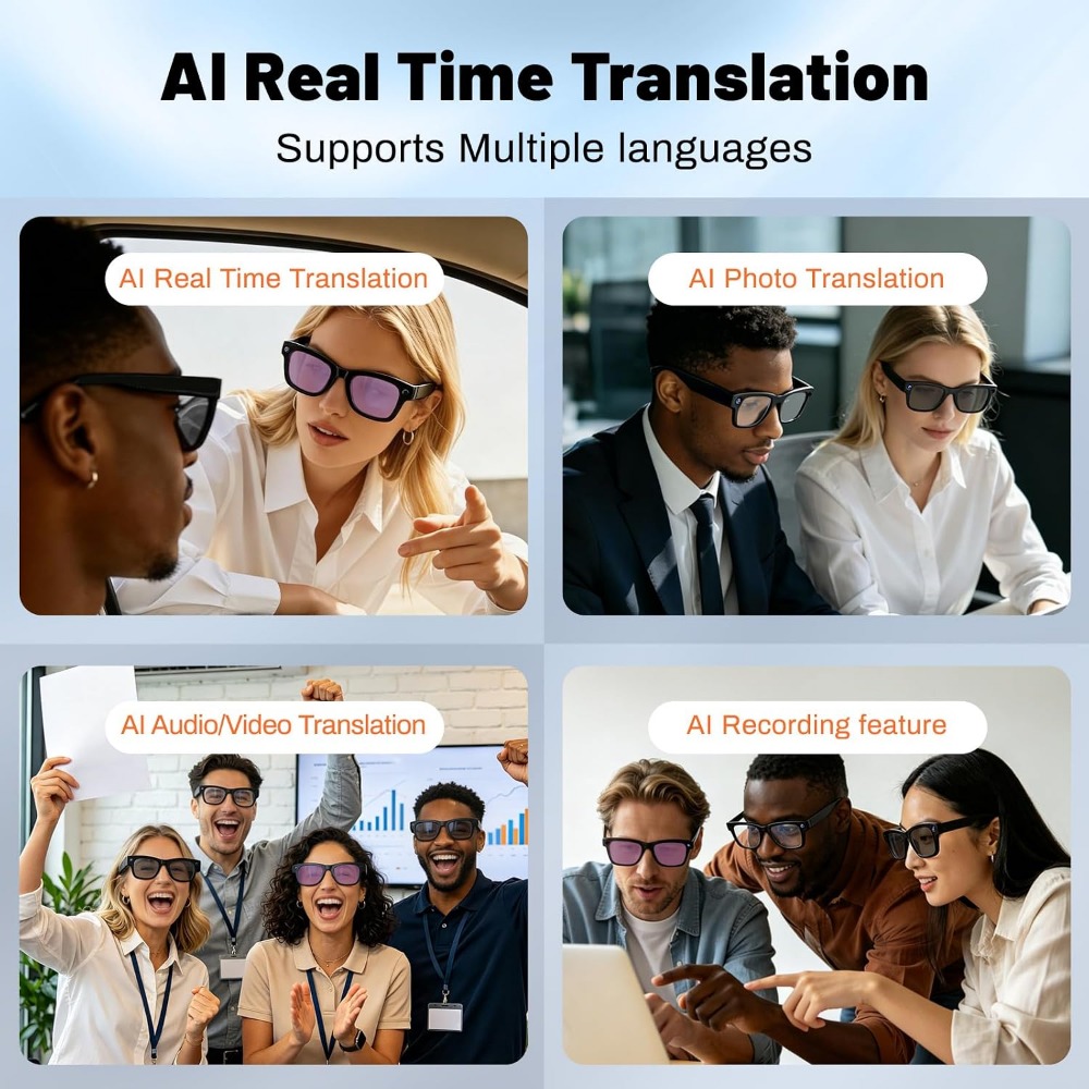 نظارات ذكية مع ترجمة بالذكاء ا - مراجعة Smart Glasses Lens وسعره