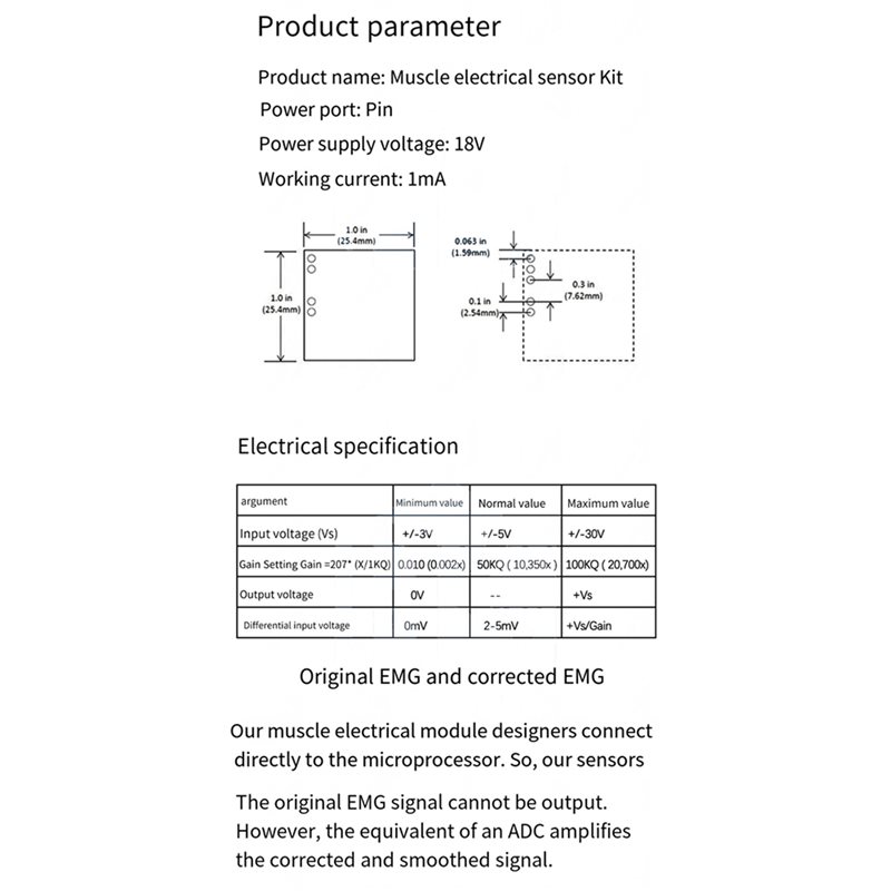 B50B-3X وحدة الاستشعار الكهربا - مراجعة Muscle Sensor Emg وسعره